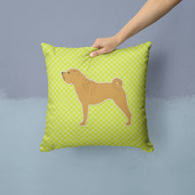 Load image into Gallery viewer, Shar Pei Checkerboard Green Throw Pillow - 14x14 Decorative Pillow – Art for Your Home &amp; Patio BB3852PW1414
