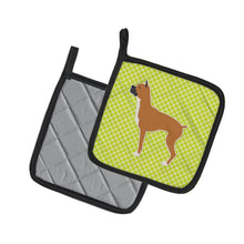 Load image into Gallery viewer, Boxer Checkerboard Green Pot Holders - Set of 2 - Heat-Resistant Kitchen Essentials BB3853PTHD