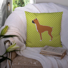 Load image into Gallery viewer, Boxer Checkerboard Green Throw Pillow - 14x14 Decorative Pillow – Art for Your Home &amp; Patio BB3853PW1414
