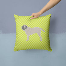 Load image into Gallery viewer, English Mastiff Checkerboard Green Throw Pillow - 14x14 Decorative Pillow – Art for Your Home &amp; Patio BB3856PW1414