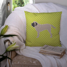 Load image into Gallery viewer, English Mastiff Checkerboard Green Throw Pillow - 14x14 Decorative Pillow – Art for Your Home &amp; Patio BB3856PW1414