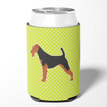 Load image into Gallery viewer, Airedale Terrier Checkerboard Green Can or Bottle Hugger BB3857CC