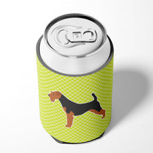 Load image into Gallery viewer, Airedale Terrier Checkerboard Green Can or Bottle Hugger BB3857CC