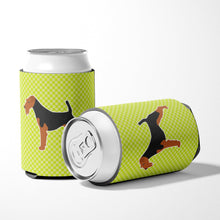 Load image into Gallery viewer, Airedale Terrier Checkerboard Green Can or Bottle Hugger BB3857CC