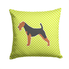 Load image into Gallery viewer, Airedale Terrier Checkerboard Green Throw Pillow - 14x14 Decorative Pillow – Art for Your Home &amp; Patio BB3857PW1414