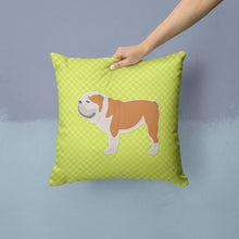 Load image into Gallery viewer, English Bulldog Checkerboard Green Throw Pillow - 14x14 Decorative Pillow – Art for Your Home &amp; Patio BB3862PW1414