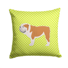 Load image into Gallery viewer, English Bulldog Checkerboard Green Throw Pillow - 14x14 Decorative Pillow – Art for Your Home &amp; Patio BB3862PW1414