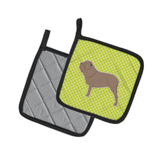 Load image into Gallery viewer, Neapolitan Mastiff Checkerboard Green Pot Holders - Set of 2 - Heat-Resistant Kitchen Essentials BB3865PTHD