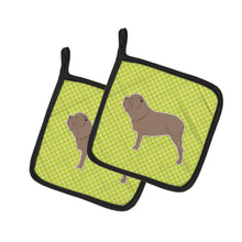 Load image into Gallery viewer, Neapolitan Mastiff Checkerboard Green Pot Holders - Set of 2 - Heat-Resistant Kitchen Essentials BB3865PTHD