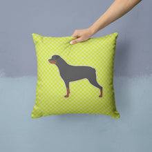 Load image into Gallery viewer, Rottweiler Checkerboard Green Throw Pillow - 14x14 Decorative Pillow – Art for Your Home &amp; Patio BB3866PW1414