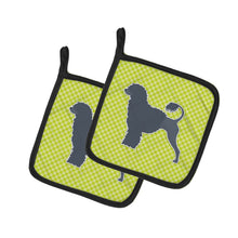 Load image into Gallery viewer, Portuguese Water Dog Checkerboard Green Pot Holders - Set of 2 - Heat-Resistant Kitchen Essentials BB3868PTHD