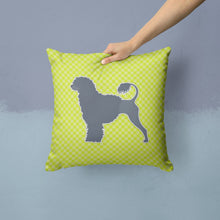 Load image into Gallery viewer, Portuguese Water Dog Checkerboard Green Throw Pillow - 14x14 Decorative Pillow – Art for Your Home &amp; Patio BB3868PW1414