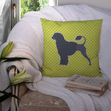 Load image into Gallery viewer, Portuguese Water Dog Checkerboard Green Throw Pillow - 14x14 Decorative Pillow – Art for Your Home &amp; Patio BB3868PW1414