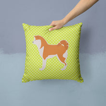 Load image into Gallery viewer, Akita Checkerboard Green Throw Pillow - 14x14 Decorative Pillow – Art for Your Home &amp; Patio BB3872PW1414