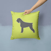Load image into Gallery viewer, Giant Schnauzer Checkerboard Green Throw Pillow - 14x14 Decorative Pillow – Art for Your Home &amp; Patio BB3873PW1414
