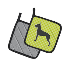 Load image into Gallery viewer, Great Dane Checkerboard Green Pot Holders - Set of 2 - Heat-Resistant Kitchen Essentials BB3875PTHD