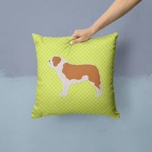 Load image into Gallery viewer, Saint Bernard Checkerboard Green Throw Pillow - 14x14 Decorative Pillow – Art for Your Home &amp; Patio BB3876PW1414