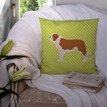 Load image into Gallery viewer, Saint Bernard Checkerboard Green Throw Pillow - 14x14 Decorative Pillow – Art for Your Home &amp; Patio BB3876PW1414