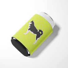 Load image into Gallery viewer, Siberian Husky Checkerboard Green Can or Bottle Hugger BB3880CC