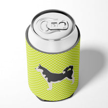 Load image into Gallery viewer, Siberian Husky Checkerboard Green Can or Bottle Hugger BB3880CC