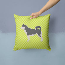 Load image into Gallery viewer, Siberian Husky Checkerboard Green Throw Pillow - 14x14 Decorative Pillow – Art for Your Home &amp; Patio BB3880PW1414
