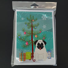 Load image into Gallery viewer, Merry Christmas Tree Pug Cream Greeting Cards Pack of 8