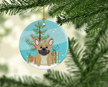 Load image into Gallery viewer, Merry Christmas Tree French Bulldog Cream Ornament - Round Ceramic Ornament – Artist-Designed Keepsake Decoration BB4135CO1