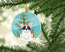 Load image into Gallery viewer, Merry Christmas Tree French Bulldog Piebald Ornament - Round Ceramic Ornament – Artist-Designed Keepsake Decoration BB4136CO1