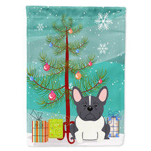 Load image into Gallery viewer, Merry Christmas Tree French Bulldog Black White Flag Canvas House Size BB4137CHF