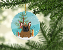 Load image into Gallery viewer, Merry Christmas Tree French Bulldog Brown Ornament - Round Ceramic Ornament – Artist-Designed Keepsake Decoration BB4138CO1