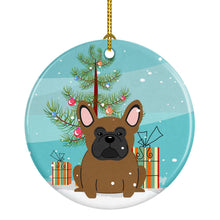 Load image into Gallery viewer, Merry Christmas Tree French Bulldog Brown Ornament - Round Ceramic Ornament – Artist-Designed Keepsake Decoration BB4138CO1