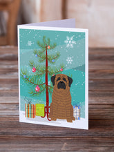 Load image into Gallery viewer, Merry Christmas Tree Mastiff Brindle Greeting Cards Pack of 8