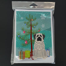 Load image into Gallery viewer, Merry Christmas Tree Mastiff Brindle White Greeting Cards Pack of 8
