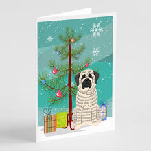 Load image into Gallery viewer, Merry Christmas Tree Mastiff Brindle White Greeting Cards Pack of 8