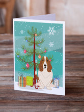 Load image into Gallery viewer, Merry Christmas Tree Basset Hound Greeting Cards Pack of 8