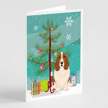 Load image into Gallery viewer, Merry Christmas Tree Basset Hound Greeting Cards Pack of 8