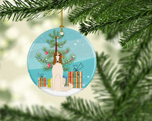 Load image into Gallery viewer, Merry Christmas Tree Borzoi Ornament - Round Ceramic Ornament – Artist-Designed Keepsake Decoration BB4148CO1
