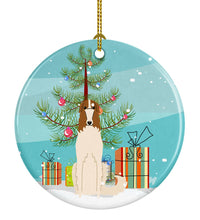 Load image into Gallery viewer, Merry Christmas Tree Borzoi Ornament - Round Ceramic Ornament – Artist-Designed Keepsake Decoration BB4148CO1