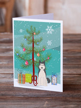 Load image into Gallery viewer, Merry Christmas Tree West Siberian Laika Spitz Greeting Cards Pack of 8