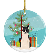 Load image into Gallery viewer, Merry Christmas Tree Russo-European Laika Spitz Ornament - Round Ceramic Ornament – Artist-Designed Keepsake Decoration BB4154CO1