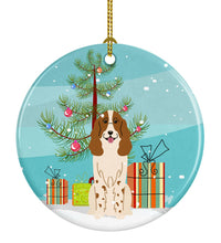 Load image into Gallery viewer, Merry Christmas Tree Russian Spaniel Ornament - Round Ceramic Ornament – Artist-Designed Keepsake Decoration BB4156CO1