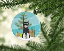 Load image into Gallery viewer, Merry Christmas Tree Standard Schnauzer Salt and Pepper Ornament - Round Ceramic Ornament – Artist-Designed Keepsake Decoration BB4158CO1