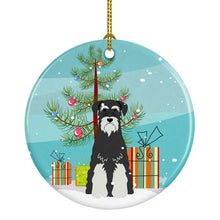 Load image into Gallery viewer, Merry Christmas Tree Standard Schnauzer Salt and Pepper Ornament - Round Ceramic Ornament – Artist-Designed Keepsake Decoration BB4158CO1