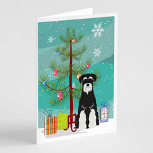 Load image into Gallery viewer, Merry Christmas Tree Standard Schnauzer Salt and Pepper Greeting Cards Pack of 8