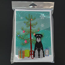 Load image into Gallery viewer, Merry Christmas Tree Standard Schnauzer Black Grey Greeting Cards Pack of 8