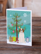 Load image into Gallery viewer, Merry Christmas Tree Saint Bernard Greeting Cards Pack of 8