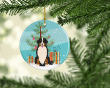 Load image into Gallery viewer, Merry Christmas Tree Bernese Mountain Dog Ornament - Round Ceramic Ornament – Artist-Designed Keepsake Decoration BB4161CO1