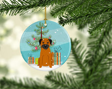 Load image into Gallery viewer, Merry Christmas Tree Border Terrier Ornament - Round Ceramic Ornament – Artist-Designed Keepsake Decoration BB4164CO1