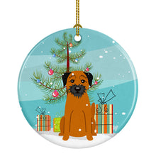 Load image into Gallery viewer, Merry Christmas Tree Border Terrier Ornament - Round Ceramic Ornament – Artist-Designed Keepsake Decoration BB4164CO1