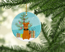Load image into Gallery viewer, Merry Christmas Tree Airedale Ornament - Round Ceramic Ornament – Artist-Designed Keepsake Decoration BB4166CO1